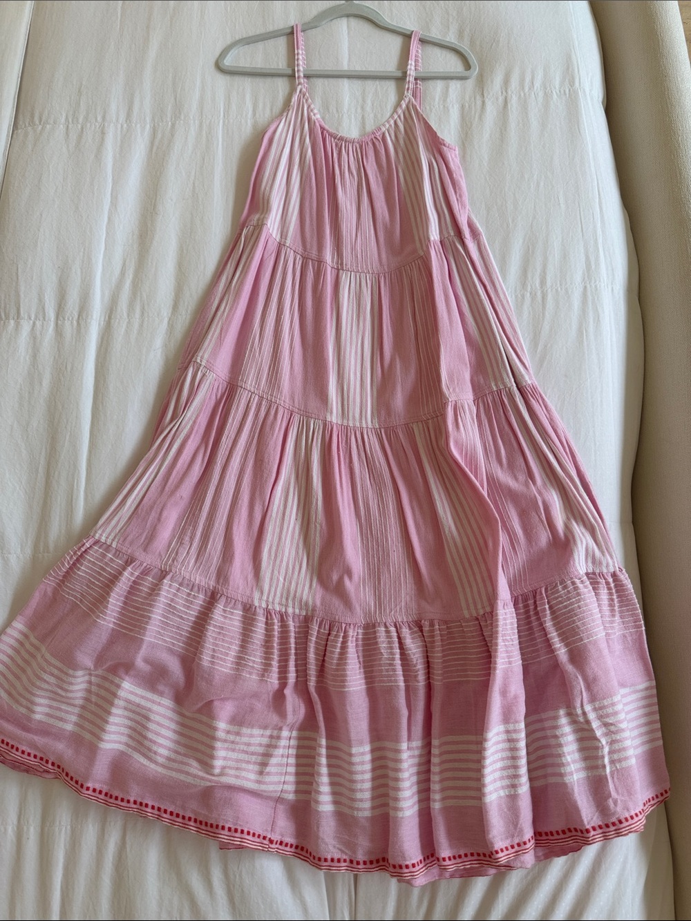 Lemlem Pink and White Striped Maxi Sundress
